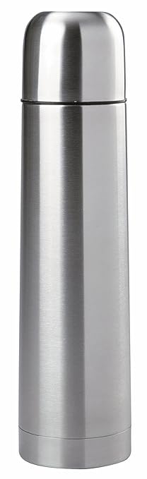 Mack Thermosflasche mit Druckverschluss 0,5L Edelstahl-Isolierflasche mit Becher im Deckel 500ml Thermoskanne 1L