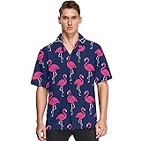 visesunny Hawaiian Shirt for Men Pink Flamingo