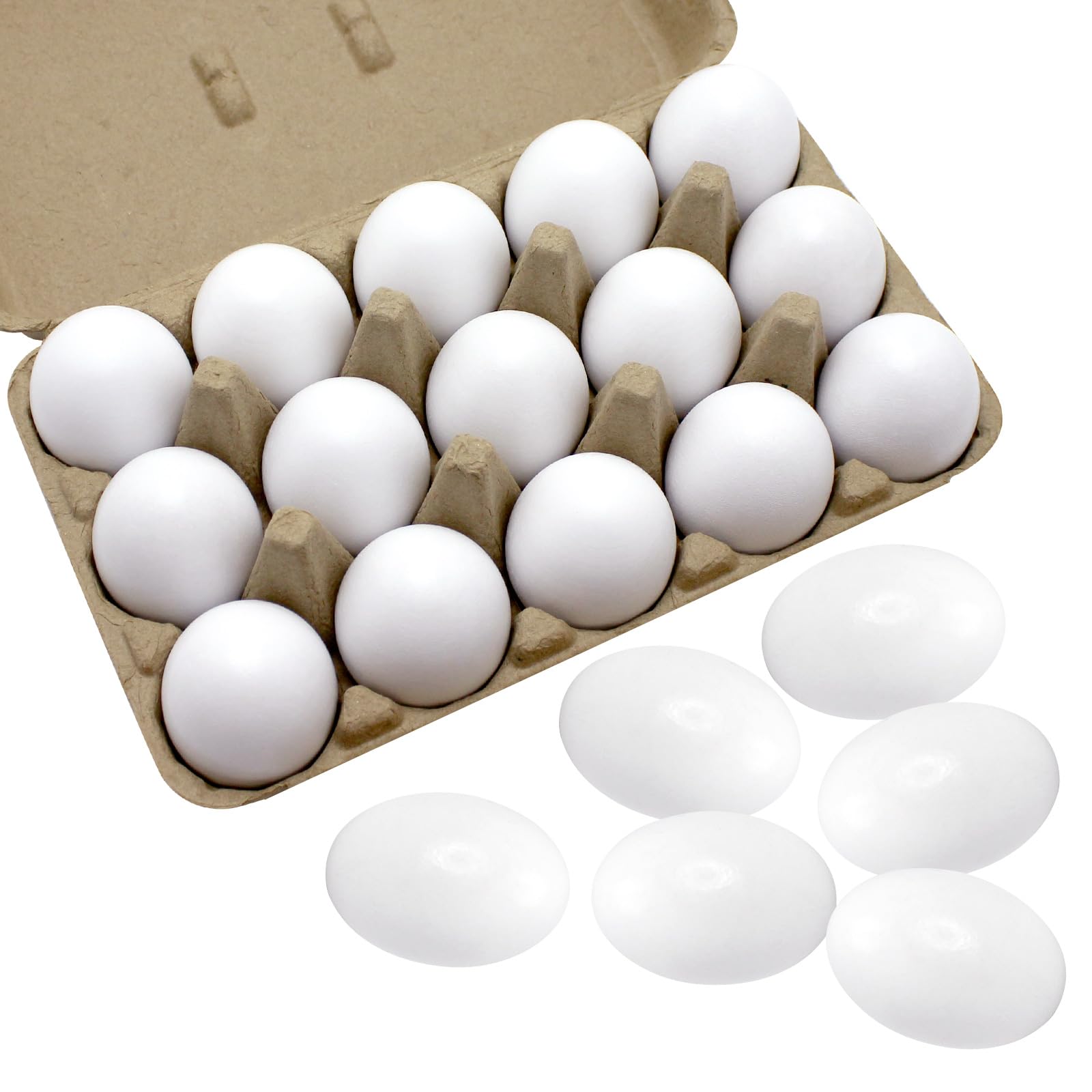 15 PCS White Wooden Eggs, Easter Fake Eggs Life Size Plain Eggs for Kids Craft Children DIY Paint Your Own Egg