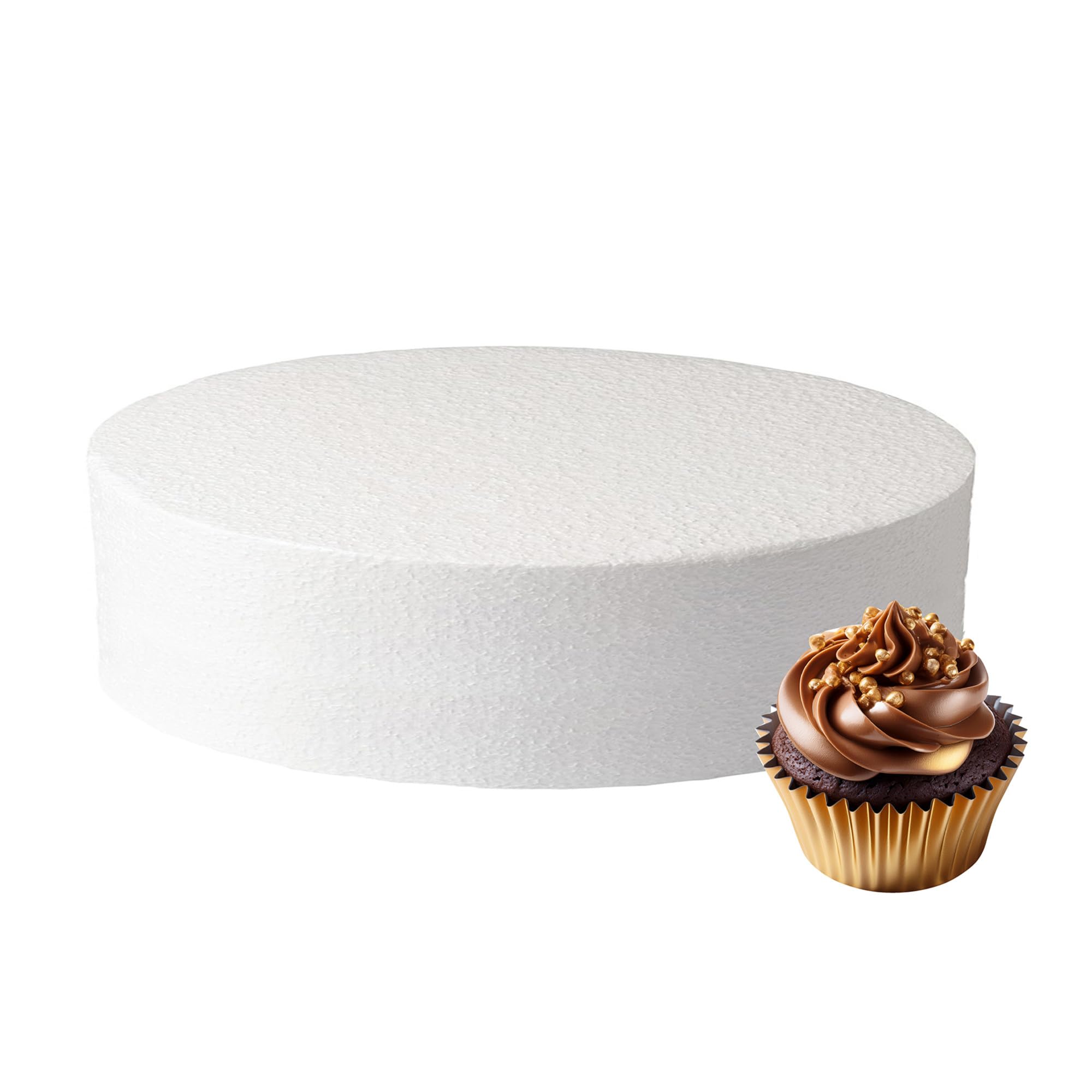 Culpitt 12" x 4" Round Cake Dummy, Straight Edge Cake Form, Practice Cake Decorating or Use for Creating Long-Lasting Displays, Smooth Polystyrene