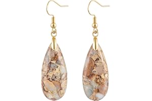 HAISWET Stone Drop Earrings for Women Earrings Teardrop Jasper Stone Dangle Earrings