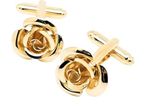 Jonwo Rose Gold Flower Shape French Shirt Jewelry Cufflinks Stainless Tuxedo Cuff Links Buttons With Gift Box for Business Wedding