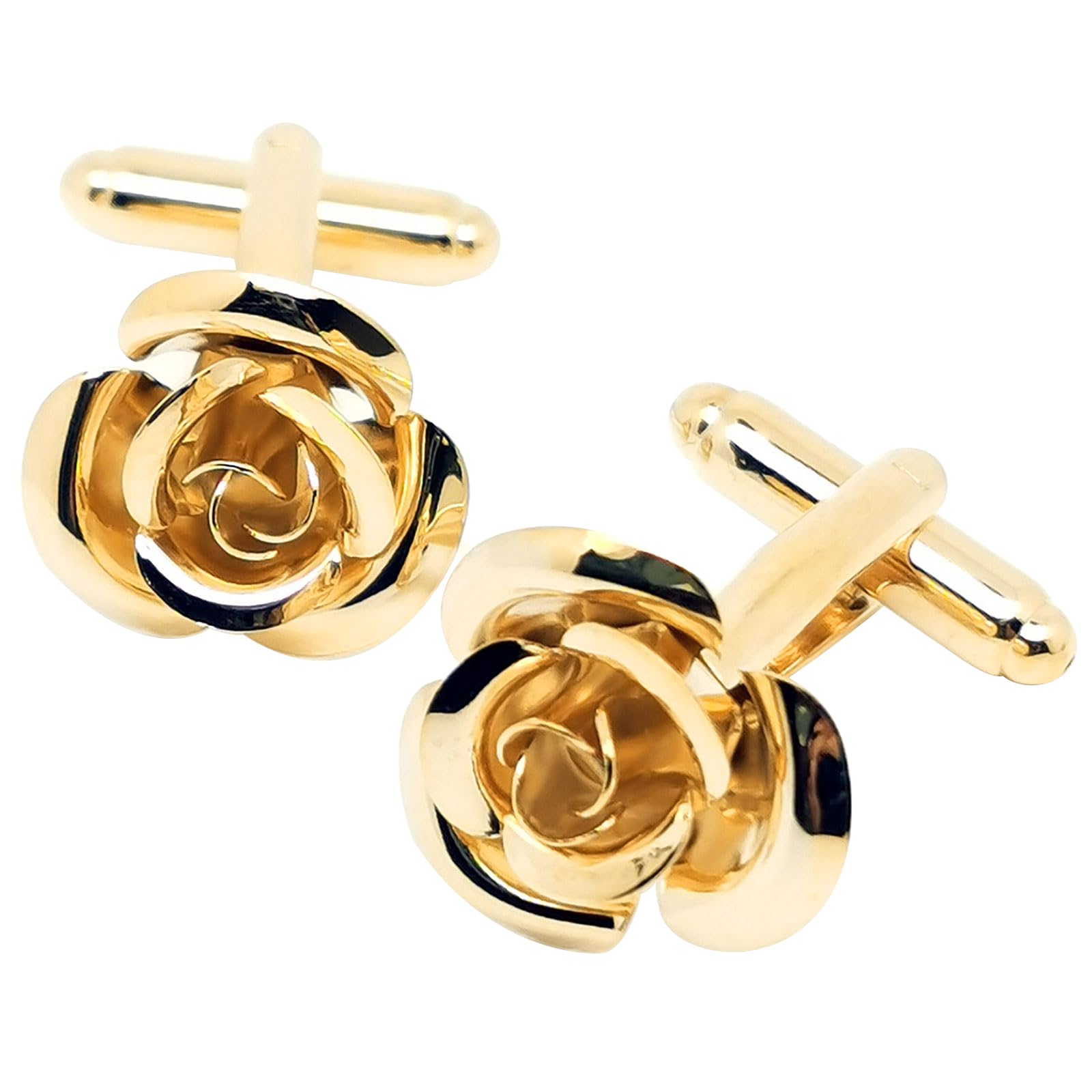 Jonwo Rose Gold Flower Shape French Shirt Jewelry Cufflinks Stainless Tuxedo Cuff Links Buttons With Gift Box for Business Wedding