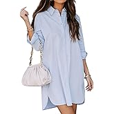 YOUNIFIZ Womens Button Down Shirt Dress Long Sleeve Boyfriend Blouse Shirts Tunics Dress with Pocket, S-2XL