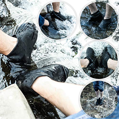 Reusable Silicone Boot and Shoe Covers, MATOW Waterproof Rain Socks, Silicone Rubber Shoe Protectors for Indoor and Outdoor Activities – 1 Pair (2 PCS) (Large, Black)
