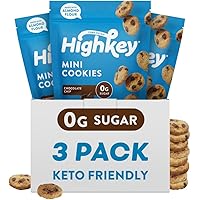 HighKey Keto Chocolate Chip Mini Cookies - Gluten Free Sugar Free Cookies Keto Snack Low Carb Snacks Healthy Protein Diabetic
