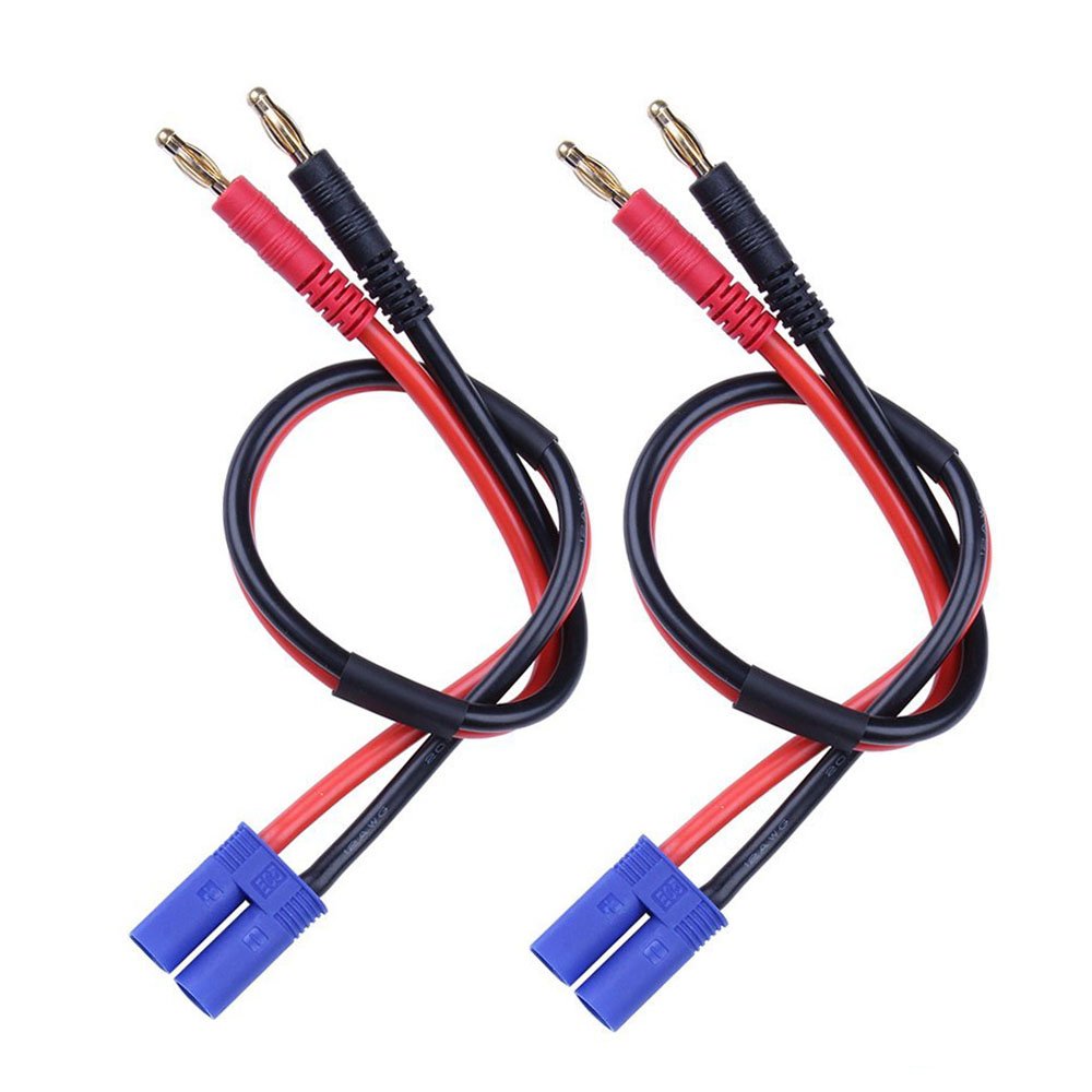 FLY RC 2pcs EC5 Connector Charger Battery Adapter Cable 4mm Banana Plug Charging Cable for RC Helicopter Quadcopter ec5 Lipo Charge Battery Plug
