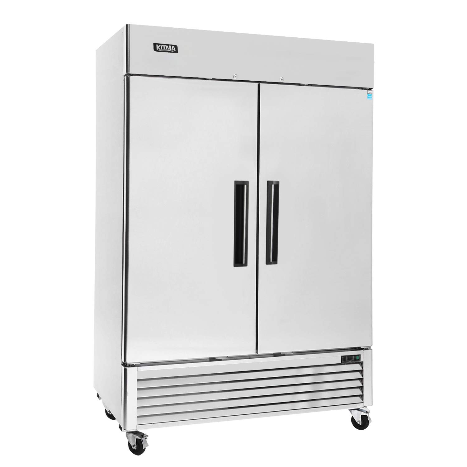 Commercial 2 Door Upright Freezer - KITMA Stainless Steel Side by Side Bottom Fridge with Shelves for Restaurant, Bar, 0°F - 8°F
