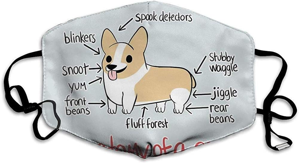 air kong Men Women Kids Mouth Mask, Fashion Washable Face Mask Anatomy Of A Corgi Cover, Reusable & Healthy Pollution/Dust Masks