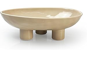 SEICASAYA Three-Legs Ceramic Fruit Bowl, 25cm Ceramic Bowl for Kitchen Counter, Large Candy Bowl, Key Bowl for Home Decor Ova