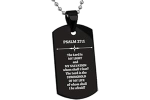 Tioneer Stainless Steel Stronghold of My Life Psalm 27:1 Dog Tag Pendant Necklace
