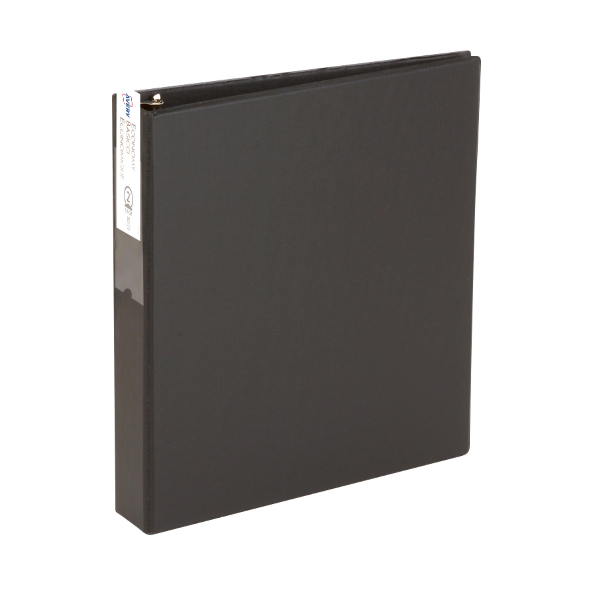 Avery Economy 3 Ring Binder, 2" Round Rings, Label Holder, 1 Black Binder (04501)
