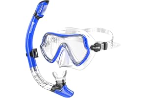 YLKJSWIM Snorkeling Gear for Adults, Snorkel Mask Set 180 Degree Tempered Glass Anti Fog Goggles Dry Top Snorkel Set Scuba Diving mask with Soft Silicone Skirt Anti-Leak Comfortable Snorkel Set