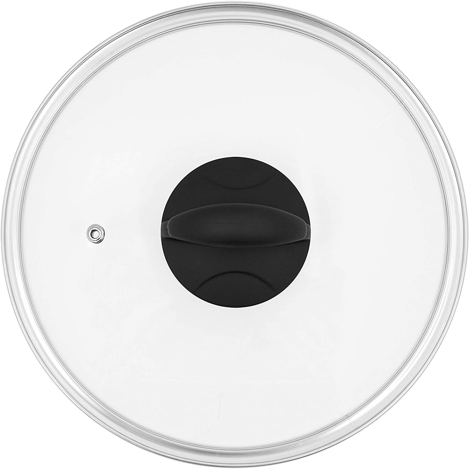 Blackmoor Home 67149 20cm Tempered Glass Pan Lid | Soft Touch Handle | Suitable for Pots & Pans | Built in Steam Vent | Stainless Steel Edge