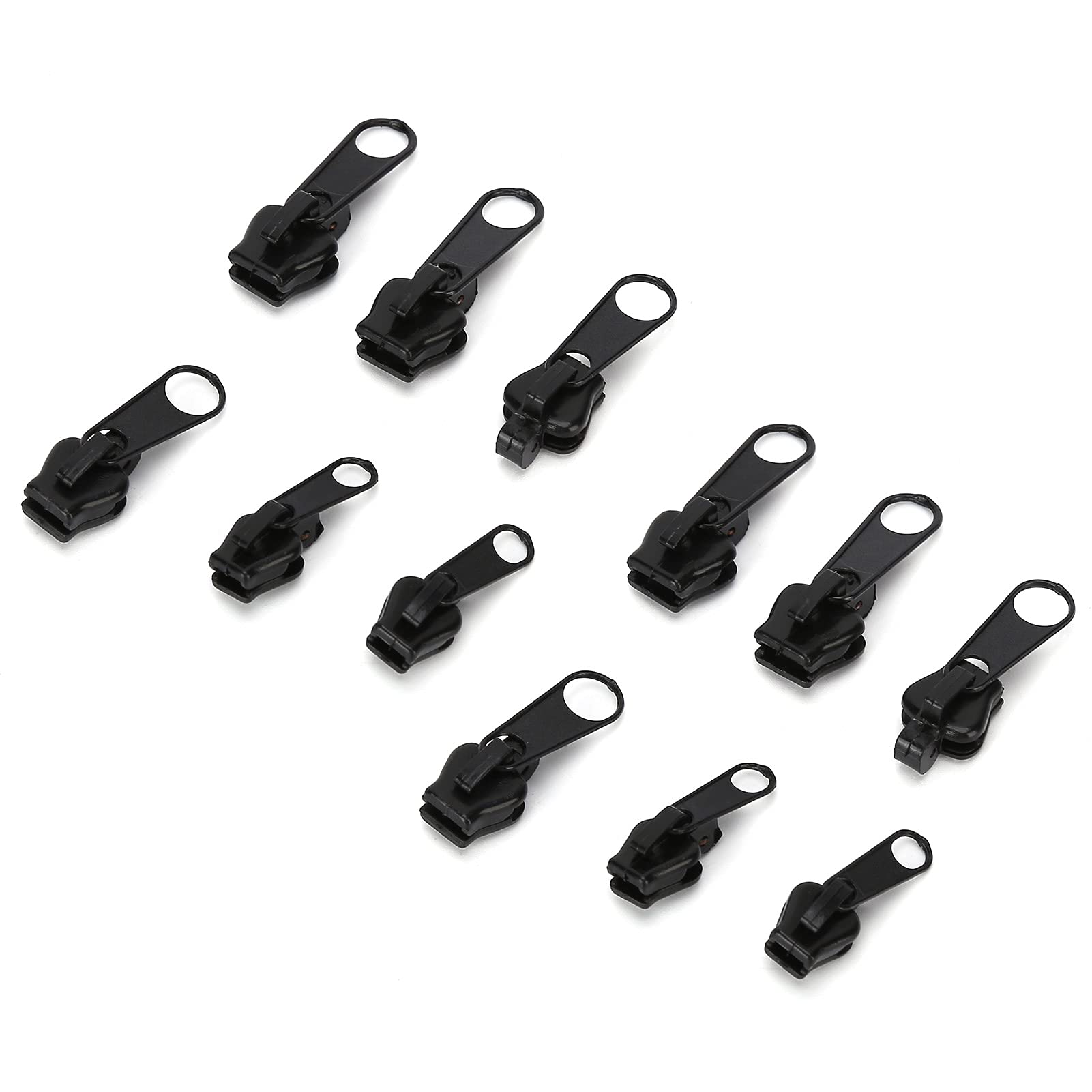 Fdit Zipper Repair Kit,12Pcs Universal Zipper Head Repair Kit Replacement for DIY Jackets Jeans Trousers Coats Wallets(black)