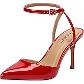 Closed Toe Slingback Heels Wedding High Stiletto Heel for Women Pumps 3.3 Inch Ankle Strap Pointed Toe Heels