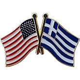 USA and Greece Flag Die-struck Metal Friendship Lapel Pin with Butterfly Clasp Closure