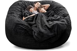 ZGLCQSGY Bean Bag Chairs for Adults (It was Only Cover,Not A Full Bean Bags) 7ft Giant Fur Bean Bag Chair for Adult Furniture Big Black Bean Bags Cover for Living Room