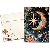 Tree-Free Greetings - Birthday Card - Artful Designs - 1 Greeting Card + Matching Envelope - Made in USA - 100% Recycled Paper - 5 x 7 - Crescent Moon Wish (GO69869)