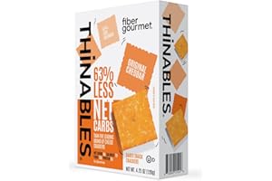 Fiber Gourmet Thinables Baked Cheese Crackers Healthy Low Net Carb Keto - Real Cheddar, High Fiber, 70 Calories, 6g Net Carbs, 13g Fiber, 5g Protein, Kosher - 4.25 Ounce (pack of 1)