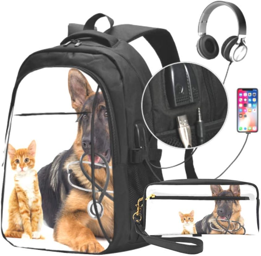 Dog Veterinarian Cat Unisex Durable Business Travel, Backpack Casual Laptop Backpack