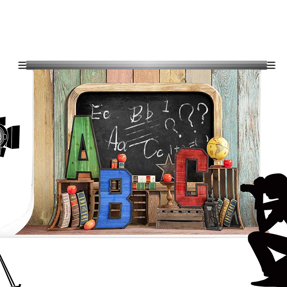 Kate Backdrops Back to School Backdrop Colorful ABC Background First Day Homecoming Children Photo Shoot Props 7x5ft/2.2x1.5m