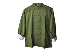 CORETIC Men's Cotton Linen Kung Fu Shirt Chinese Traditional Tang Suit Tai Chi Blouse Long Sleeve Jacket Coats