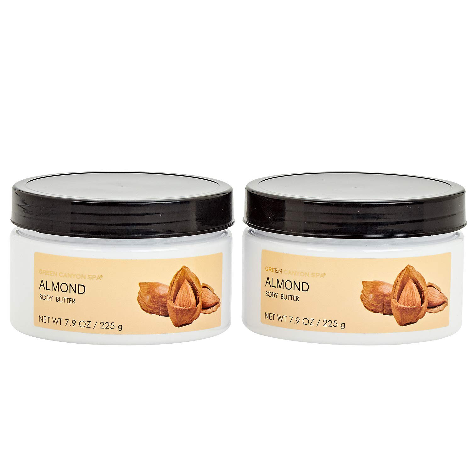 Green Canyon Spa Body Butter for Women & Men, Pack of 2 x 7.9 oz Gift Set for Dry Skin, Shea Butter Body Moisturizing Lotion Cream, Almond Scent: Beauty