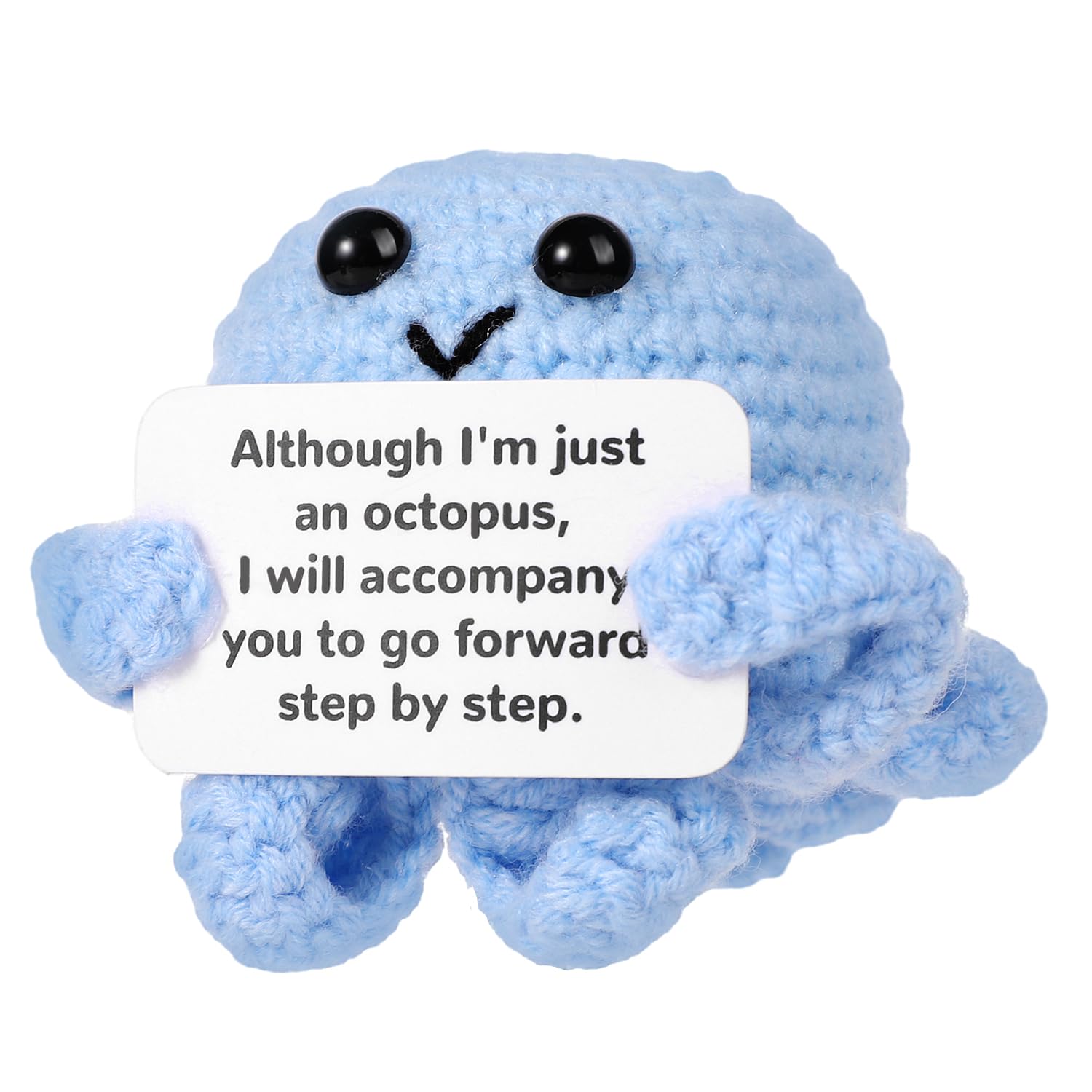 NQEUEPN Funny Positive Crochet Octopus Doll, 2.36 Inch Cute Knitted Positive Octopus Doll with Encouragement Card Creative Support Potato Emotional Doll for Holiday Party Decoration Encouraging Gift