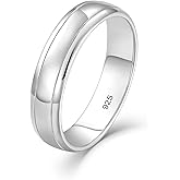 STARCHENIE 5MM Wedding Band Ring for Men, 925 Sterling Silver Ring for Men & Women Comfort Fit, Sizes 7-12
