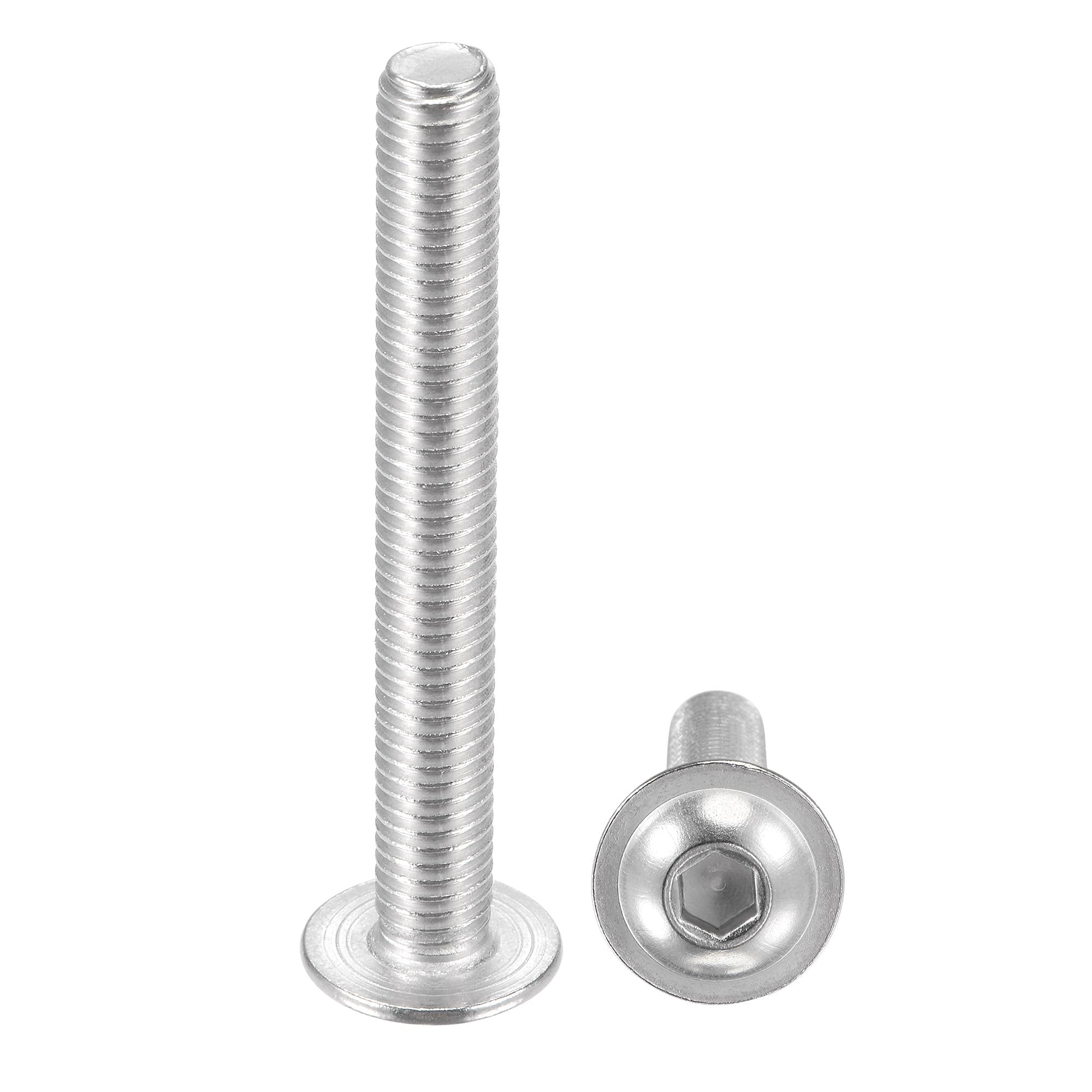 sourcing map Flanged Button Head Socket Cap Screws, M8x65mm Hex Socket Drive Screw, 304 Stainless Steel Fasteners Bolts, Fully Threaded Machine Screw 20Pcs