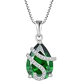 STARCHENIE Birthstone Necklace for Women 925 Sterling Silver Pear Cut Teardrop Pendant Necklace Jewelry Gift