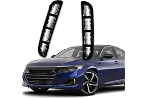 KEEGTBOX Switchback White/Amber/Blue DRL LED Front Fog Lamp Daytime Running Light Sequential Flash Turn Signal Feature Compatible with Honda Accord Sedan 2021 2022 2023 Accessories (Front Fog Light)