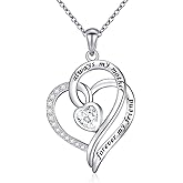 FLYOW Mothers Day Gifts for Women, Sterling Silver Mom Nana Grandma Heart Necklace, Birthday Mothers Day Jewelry Gifts for Mom Grandma Wife from Daughter Son