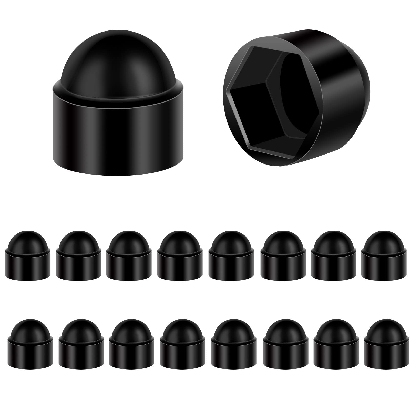 oumuik Bolt Cover Plastic Nylon Dome Bolt Nut Protection Cap Covers 18PCS M8 13mm Spanner Black