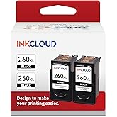 INKCLOUD Compatible Black Ink Cartridges Replacement for Canon 260XL PG-260 XL for PIXMA TS5320 TS6420 TR7020 TR7020a TS6420a