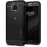 Moto G5S PLUS H&uuml;lle, Spigen&reg; [Rugged Armor] Karbon Look [Schwarz] Elastisch Stylisch Soft Flex TPU Silikon Handyh&uuml;lle Schutz vor St&uuml;rzen und St&ouml;&szlig;en Schutzh&uuml;lle f&uuml;r Moto G5S PLUS Case Cover Black (M12CS22017)