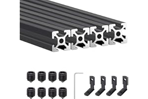 QNK 4pcs 400mm(15.75 ") Black T Slot 2020 Aluminum Extrusion European Standard Anodized Linear Rail for 3D Printer Parts and CNC DIY