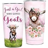 winorax Goat Tumbler 20oz Just A Girl Who Loves Goats Tumblers Stainless Steel Insulated Coffee Cup with Lid Gift For Women Girls Birthday Christmas Presents Stuff