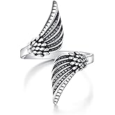Angel Wings Ring 925 Sterling Silver Wing Wrap Adjustable Rings Feather Angel Thumb Ring Jewelry For Women Men