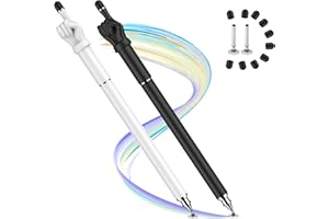 Stylus Pen for Touchscreen, MEKO 2-in-1 High Sensitivity Fingertip Stylus Pens for iPhone iPad Android Tablets Smartphone All Universal Touch Screens(2 Pack Black/White)