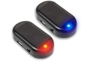 ANKI HAPPIGO 2Pcs Car Solar Power Simulated Dummy Alarm Device Anti-Theft LED Flashing Security Light Fake Lamp Automotive Warning Interior Safety Lights with USB Charger Port