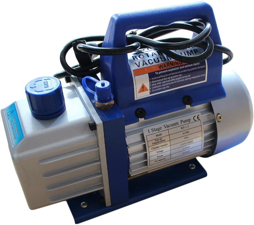 4CFM 1/3HP Electric Vacuum Pump Refrigerant R410a R134a HVAC Deep Vane,Blue
