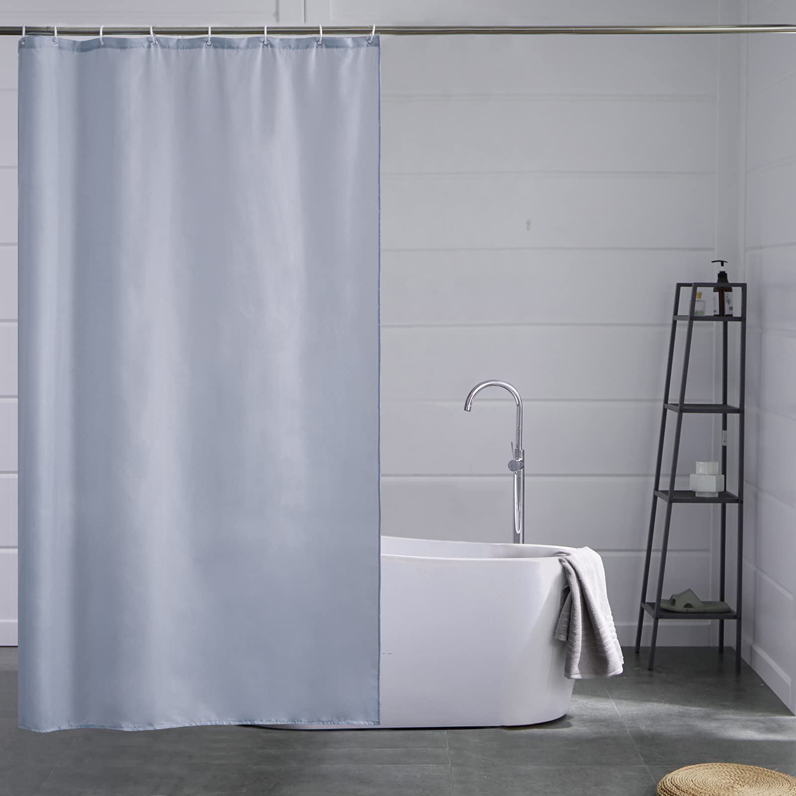 Furlinic Shower Curtain Blue Grey Mildew Resistant Waterproof Bath Curtains Washable Polyester Fabric 120x180cm with Weight Tape for Bath Wet Room 47x72 Inch.
