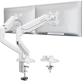 Dual Monitor Stand fits up to 32 inch, 4.4-22 lbs Computer Screens, Dual Monitor Desk Mount Height Adjustable, Monitor Arms for 2 Monitors, Home Office VESA Mounts, Freelift White