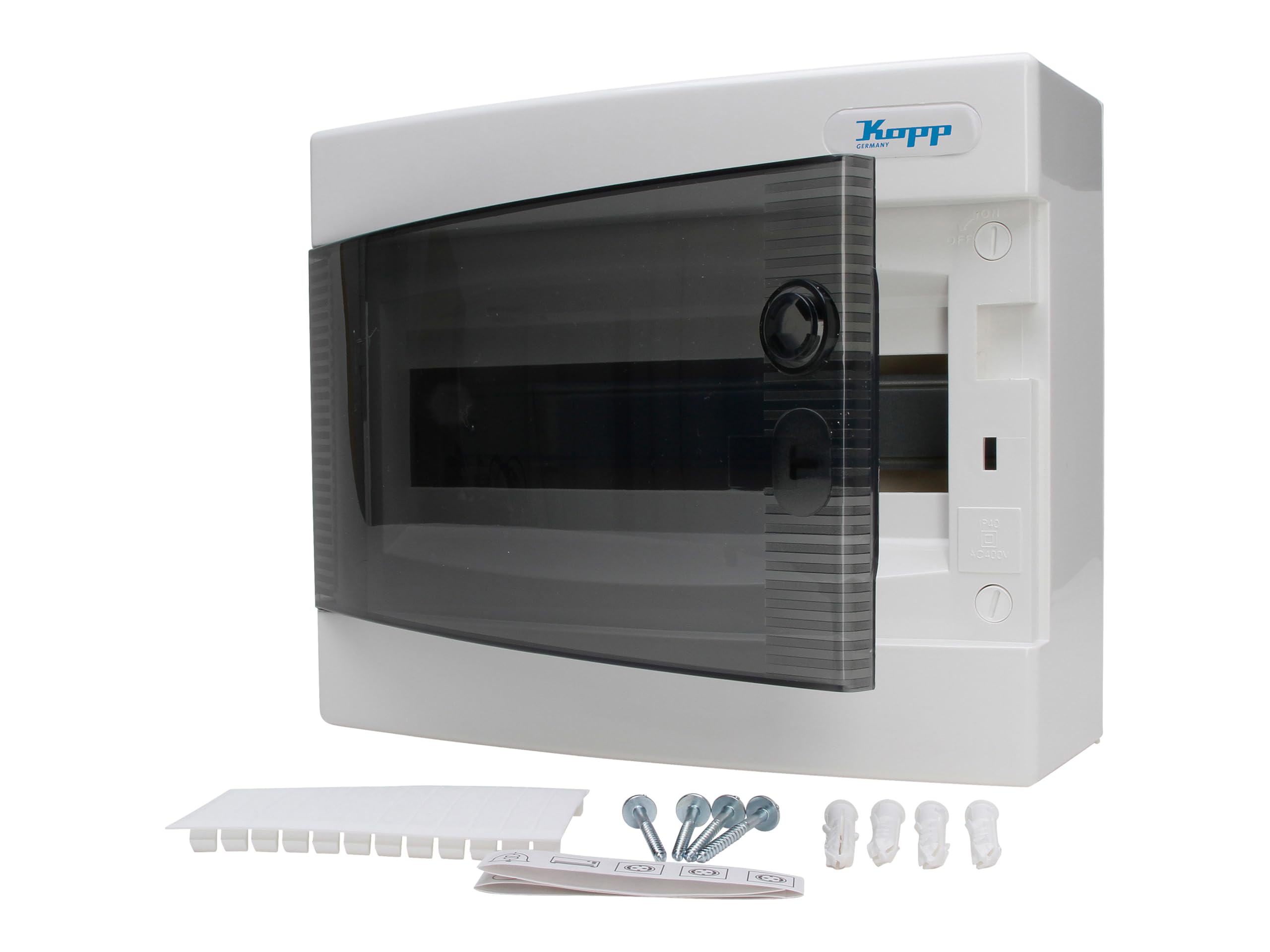 Kopp Flush-mounted Fuse Box with Door Single-Row for 12 Poles, 1 Pair Grey/Black, 350911047