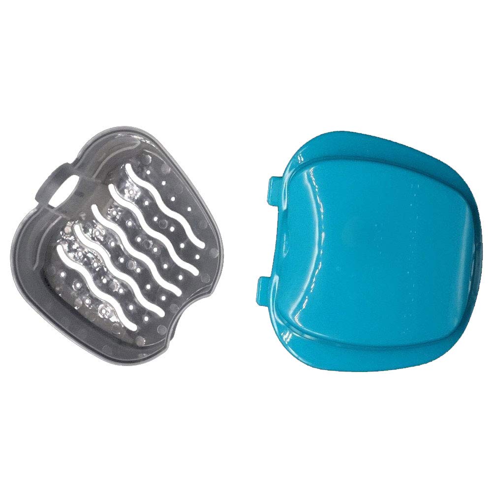 KISEER 2 Pack Colors Denture Bath Case Cup Box Holder Storage Soak Container with Strainer Basket for Travel Cleaning (Light Blue and Blue) : Beauty