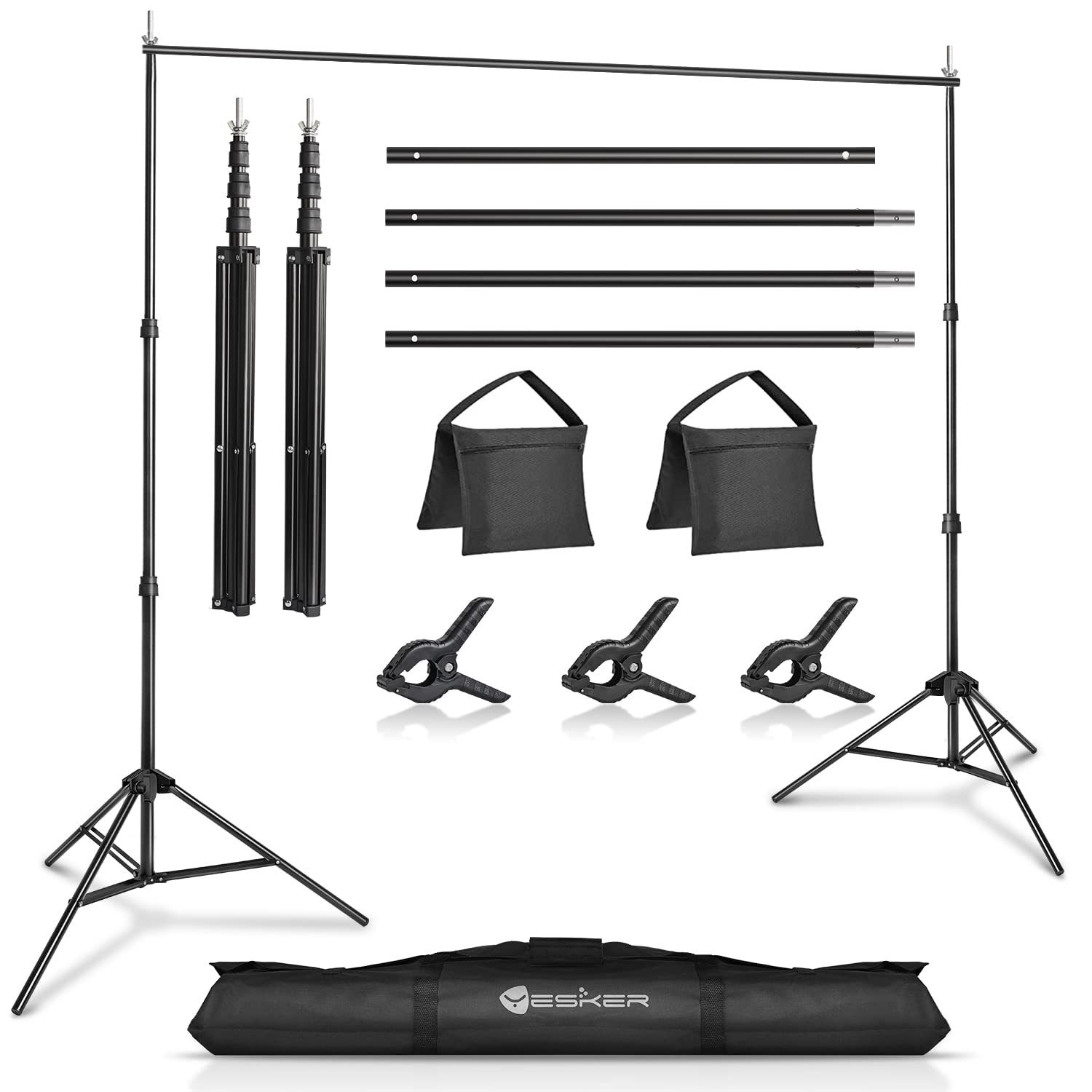 Yesker Photo Video Studio 10ft Adjustable Backdrop Stand, Background Support System Kit with Carry Bag for Photography Studio Parties Wedding