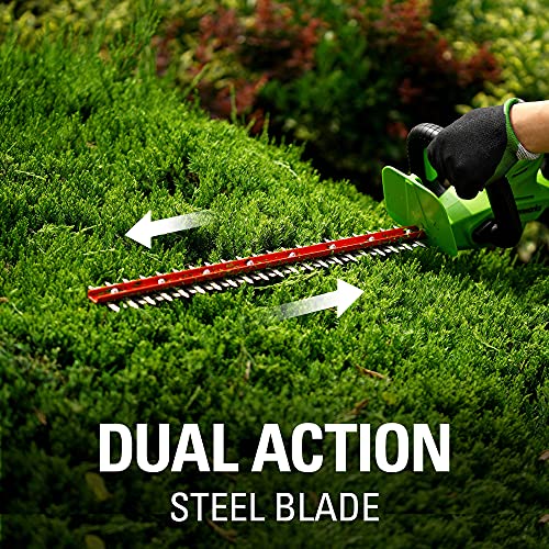 Greenworks 24V 22" Cordless Rotating Handle Hedge Trimmer, 1.5Ah USB