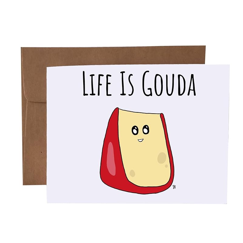 Life Is Gouda Cheese Pun Card Handmade